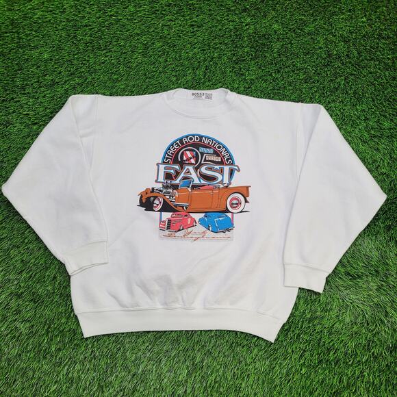 Vintage Hot Rod Sweatshirt Womens Large 21x23 Baggy Boxy - Picture 1 of 13